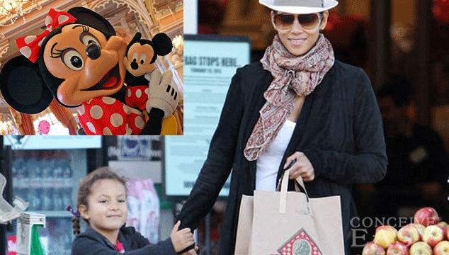 Pregnant Halle Berry takes daughter Nahla to Disneyland